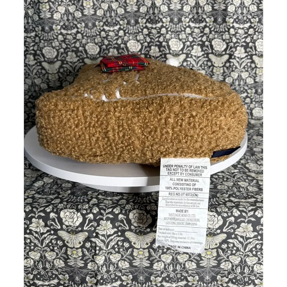 Brooks Brothers Dog Puppy Christmas Holiday Faux Fur Sherpa Throw Pillow New